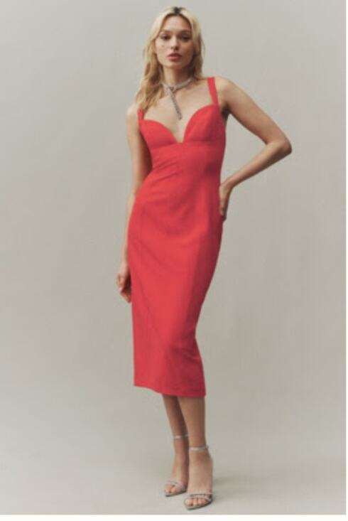 BHLDN Dresses & Skirts - BHLDN Sage Sweetheart Stretch Crepe Midi Dress - Size S